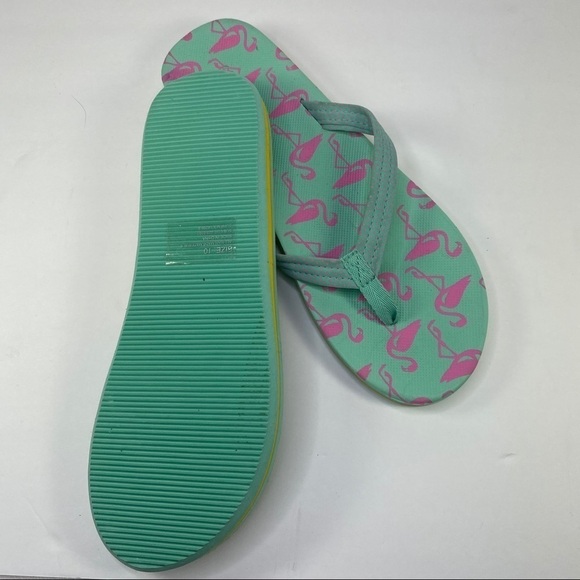 New! Mint and Pink Flamingo flipflops - Picture 3 of 5